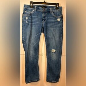 White House Black Market Crop Jeans Womens Size 6 Distressed Mid-Rise Med Wash